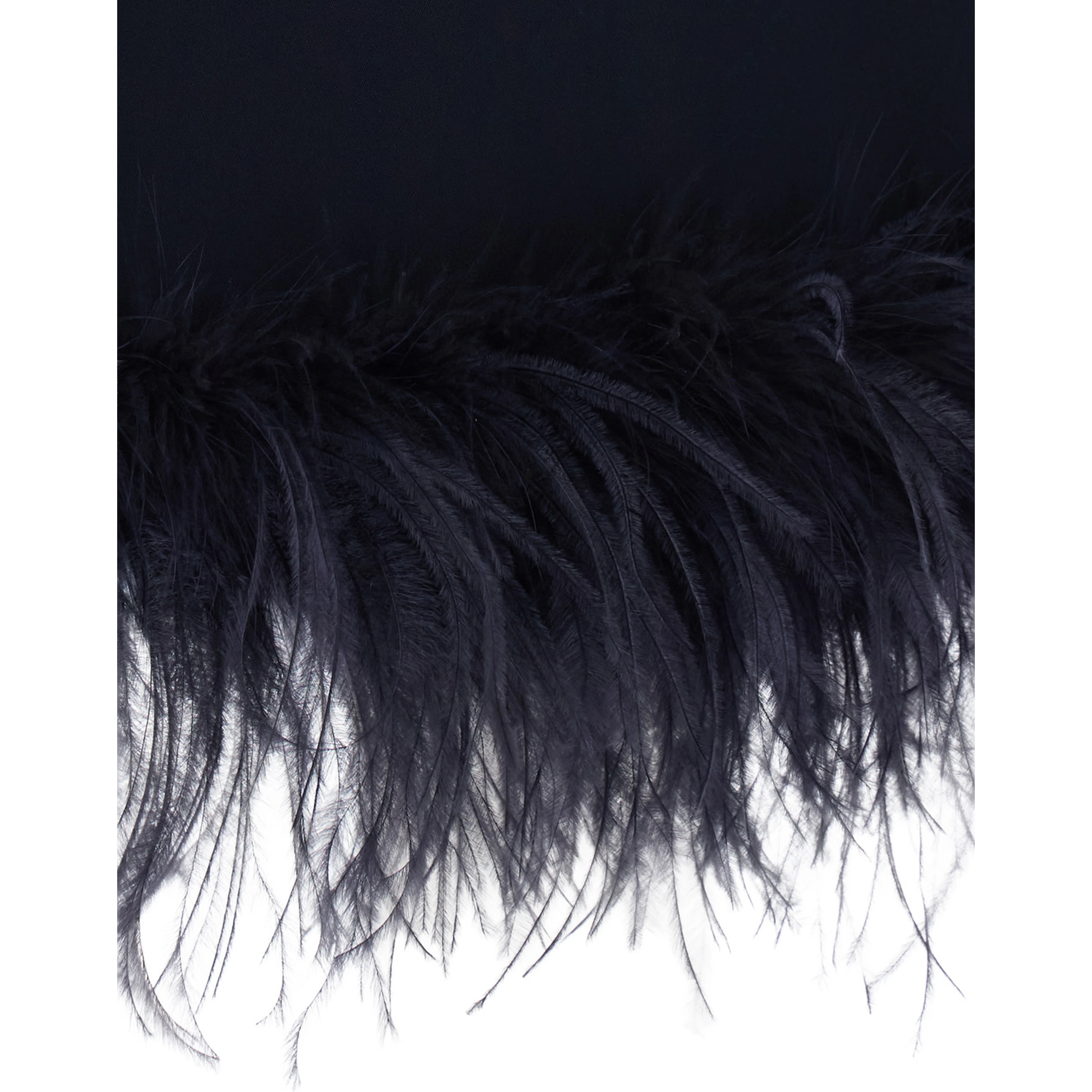 Black High Neck Dress with Bow on the Back and Feather Hem in Tech Fabric for Women