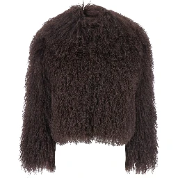 Short Jacket in Brown Tibetan Fur with 100% Tibetan Fur for Women