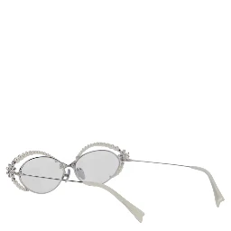 Metallic Glasses with thin temples and pearl decoration in metal for women