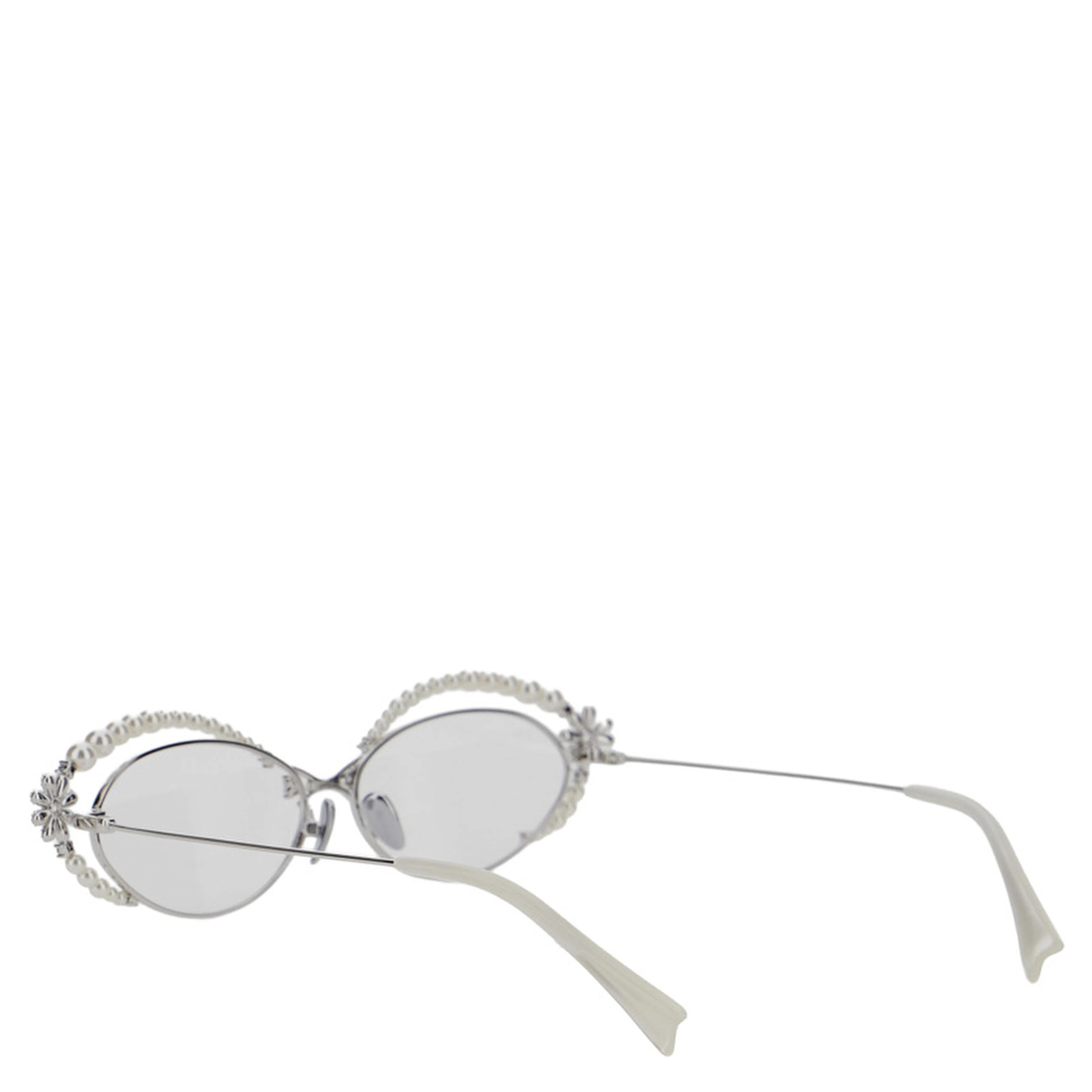 Metallic Glasses with thin temples and pearl decoration in metal for women