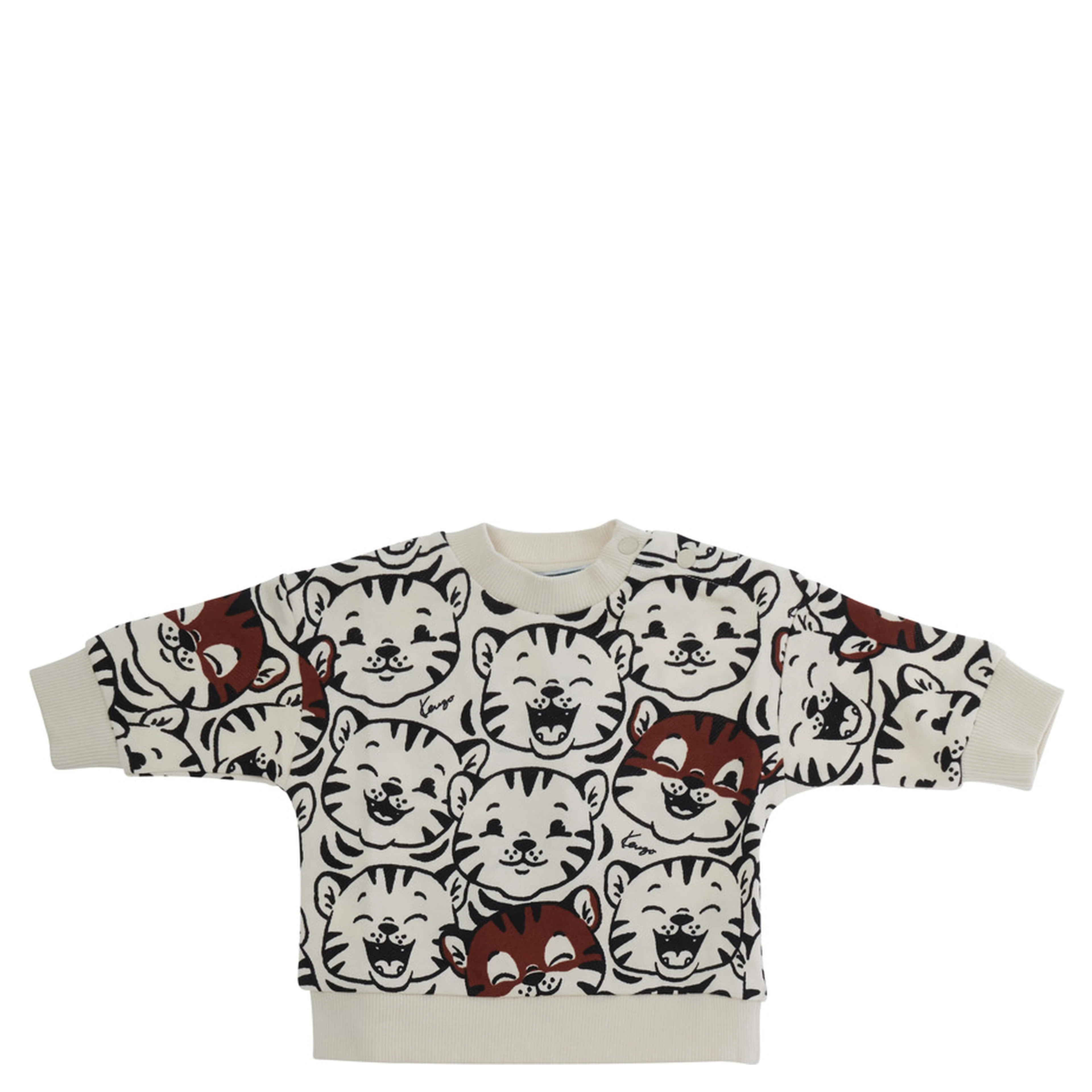 White Crewneck sweatshirt with all-over print in cotton baby