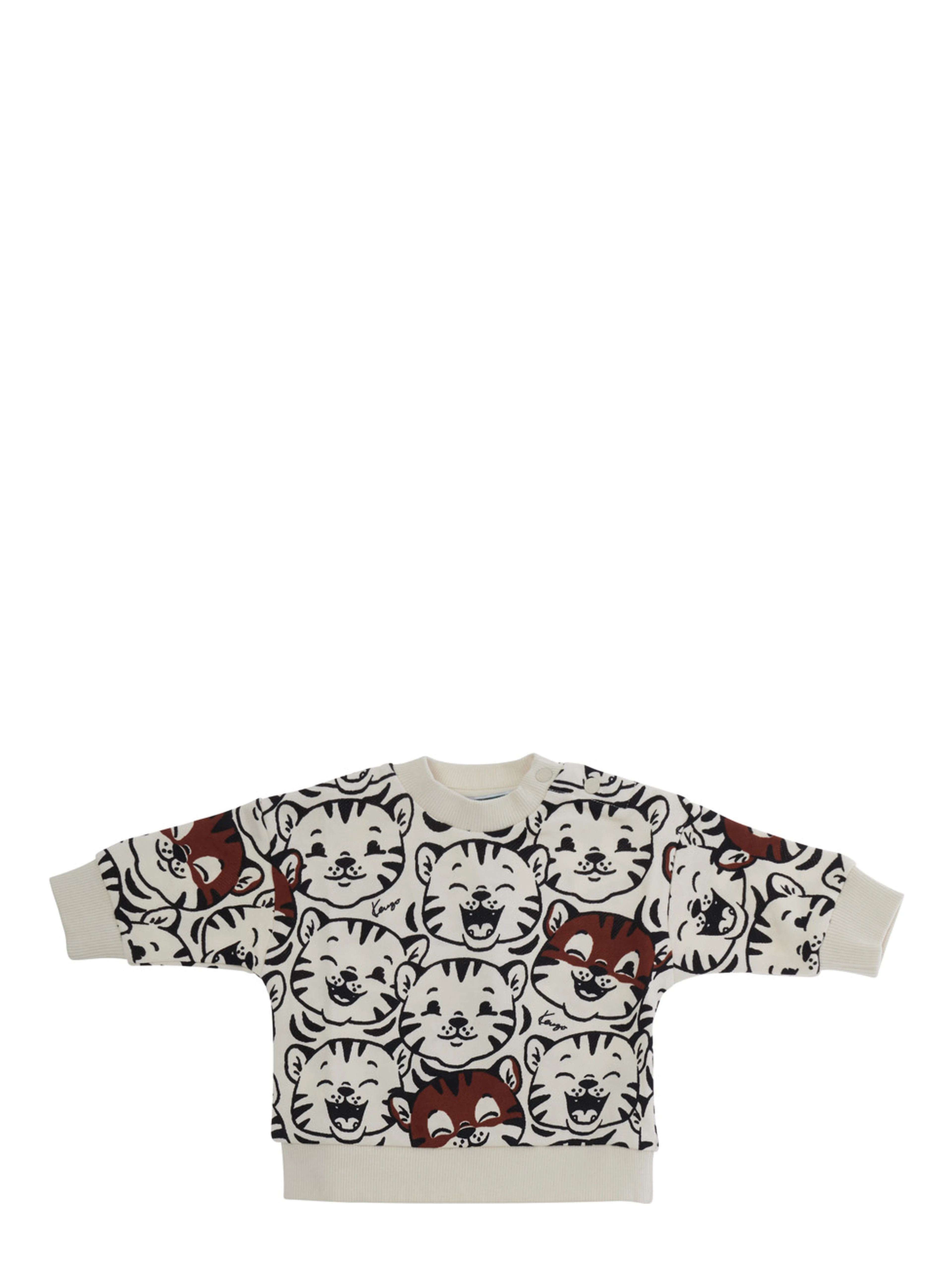 White Crewneck sweatshirt with all-over print in cotton baby
