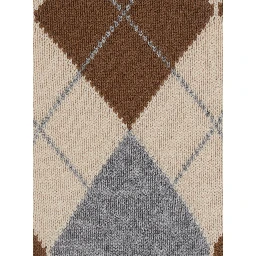 Faraone Brown Short Crew Neck Sweater with Diamond Motif on the Front in Wool and Cashmere for Women