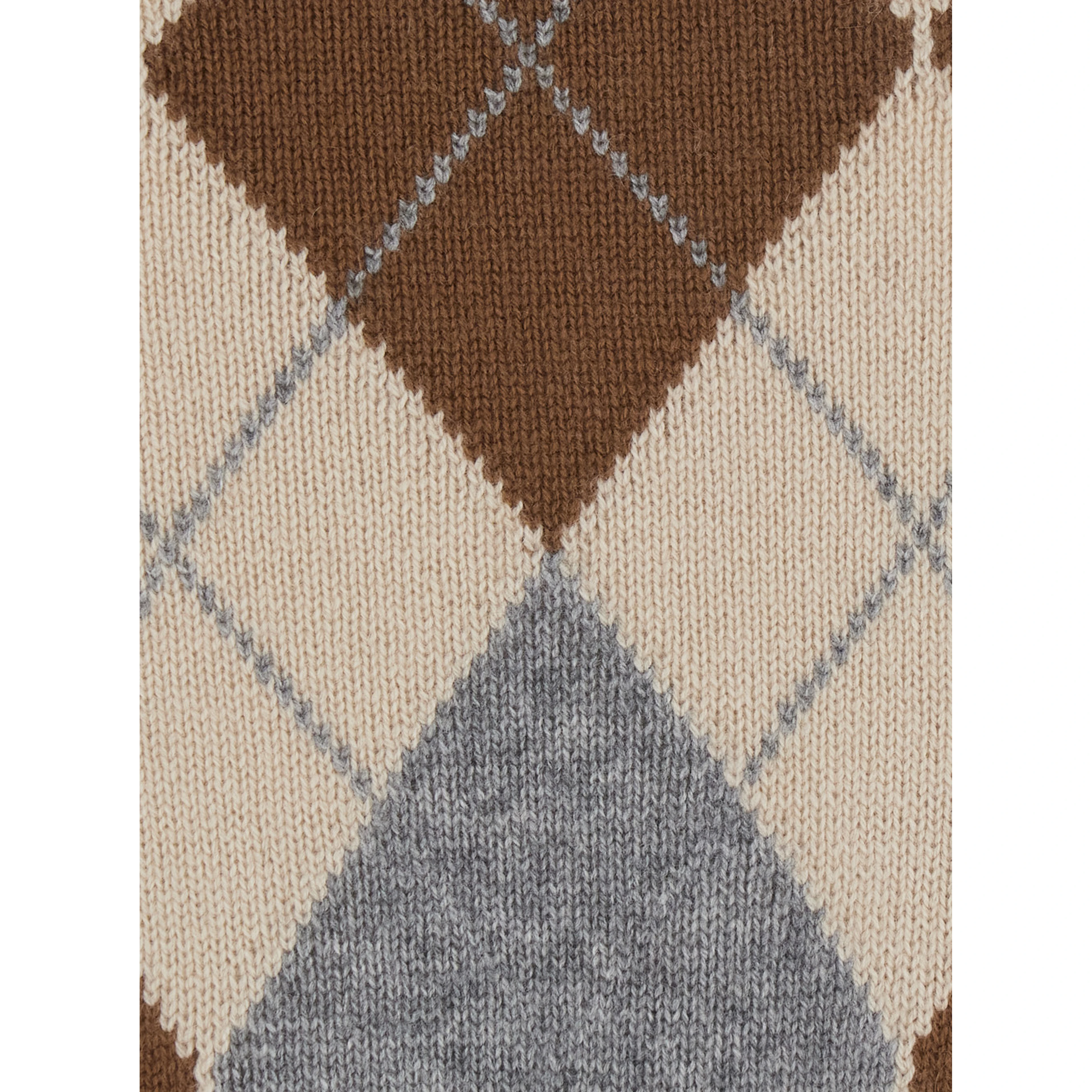Faraone Brown Short Crew Neck Sweater with Diamond Motif on the Front in Wool and Cashmere for Women