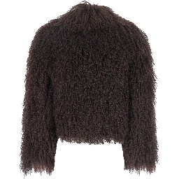 Short Jacket in Brown Tibetan Fur with 100% Tibetan Fur for Women