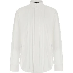 White cotton long sleeve shirt for men