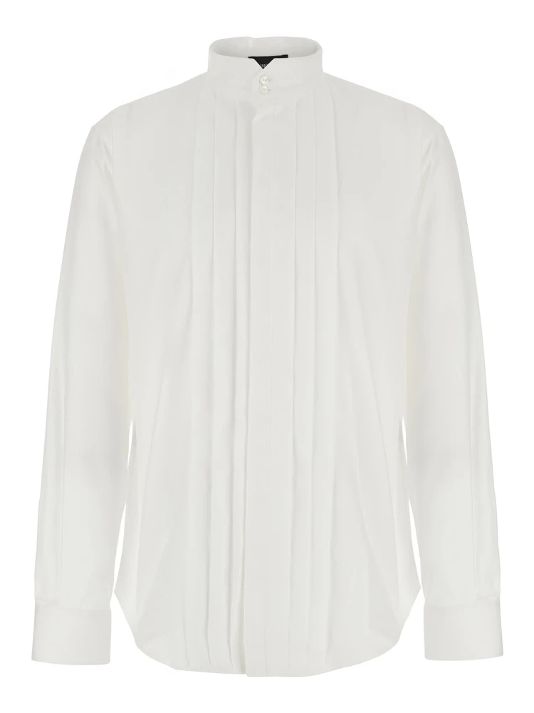 White cotton long sleeve shirt for men