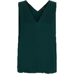 BERGAMO green Top with V-neck in fabric for women