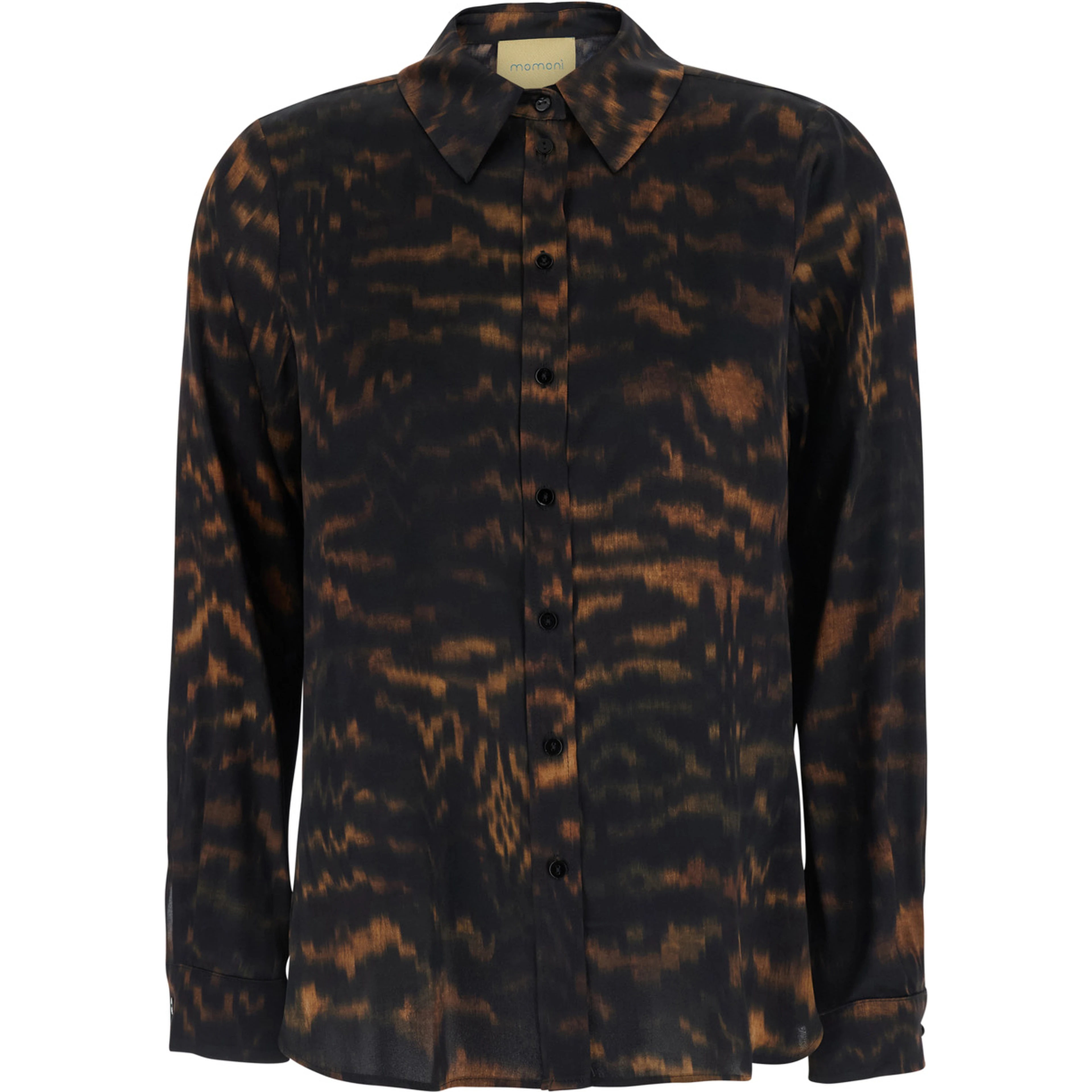 multicolor Shirt with classic collar and all-over fade print in silk for women