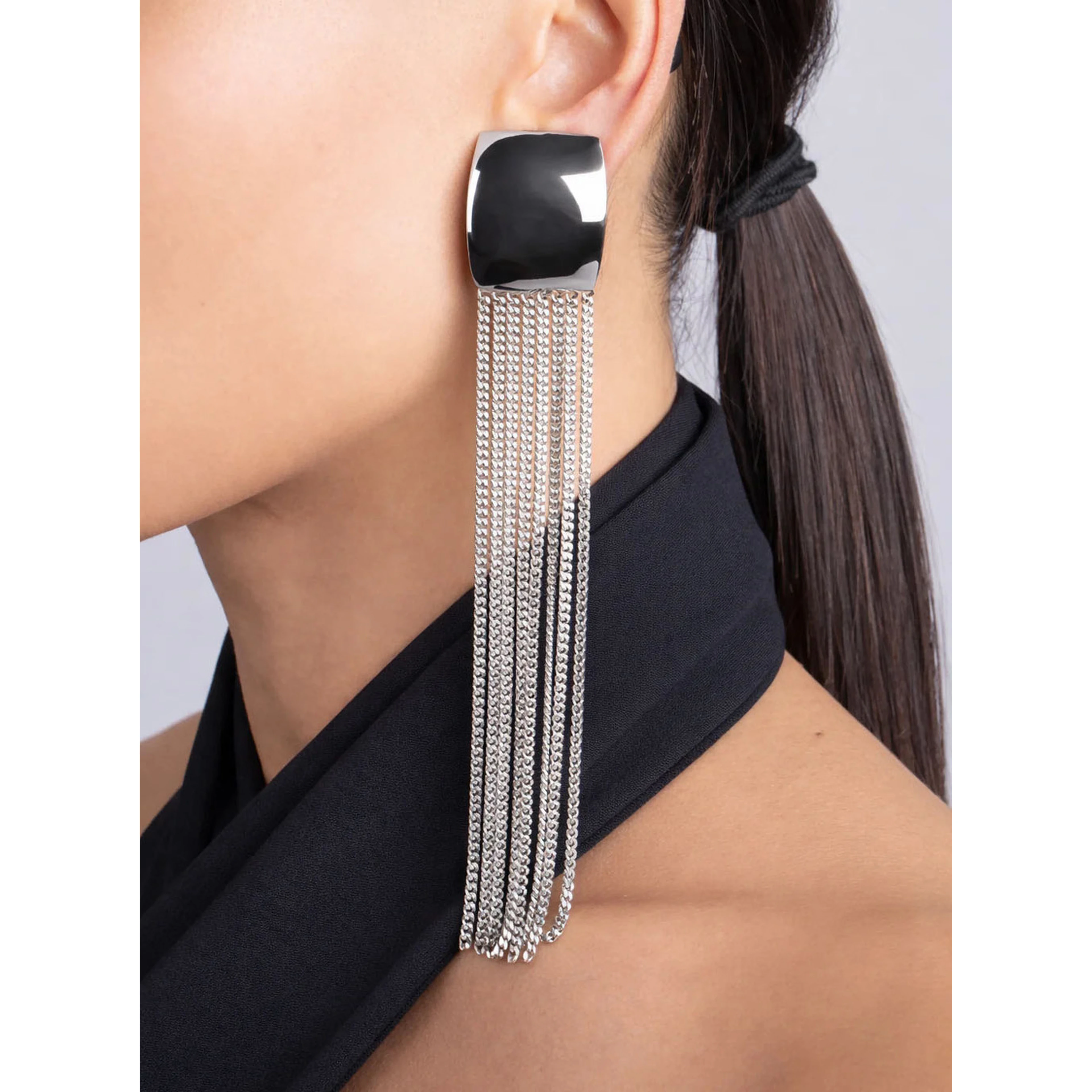 EARRING JULIE LONG Earrings with silver and metallic details, women