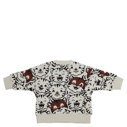 White Crewneck sweatshirt with all-over print in cotton baby