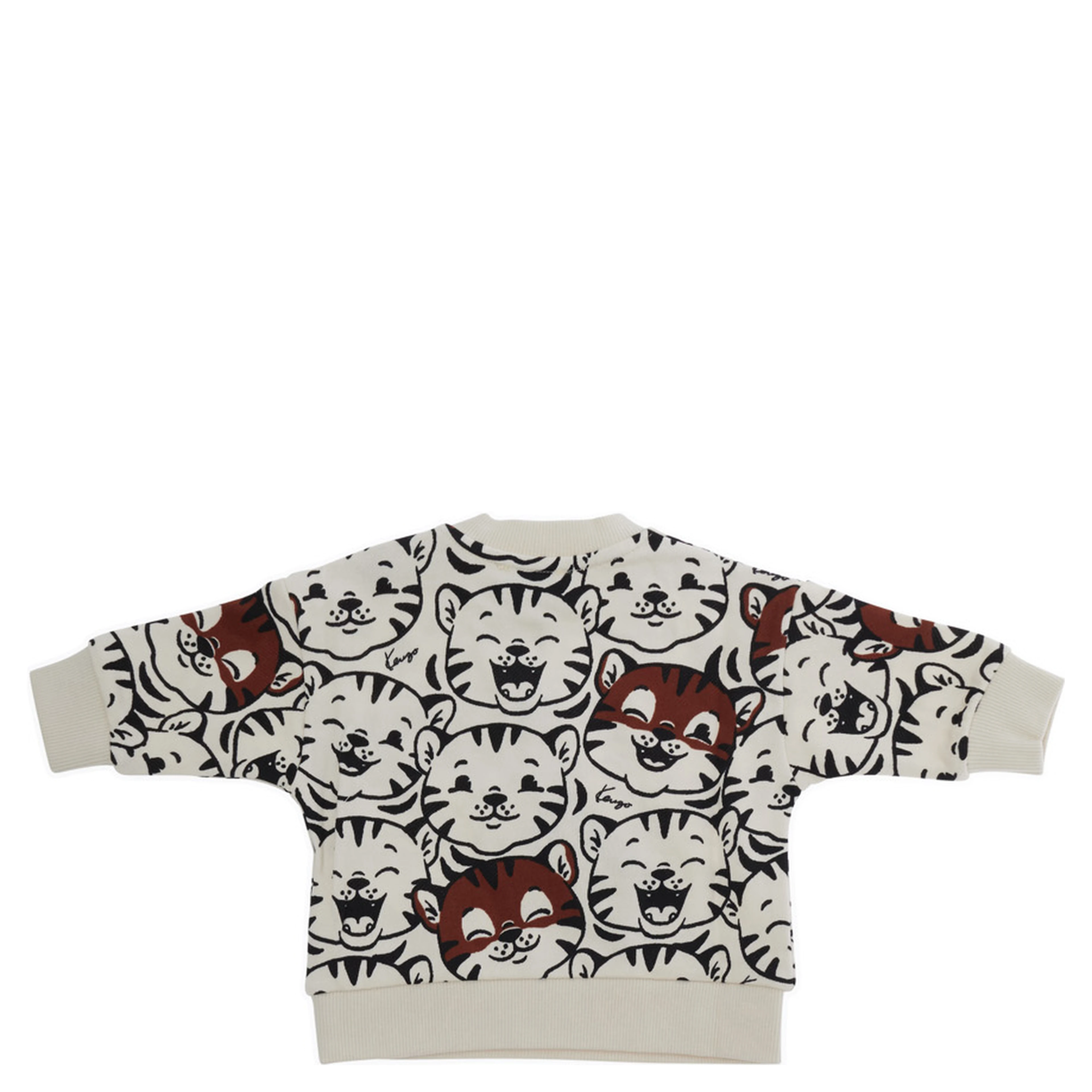 White Crewneck sweatshirt with all-over print in cotton baby