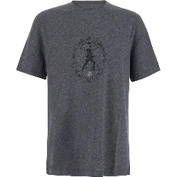 Grey T-shirt with printed logo on the front in cotton for men