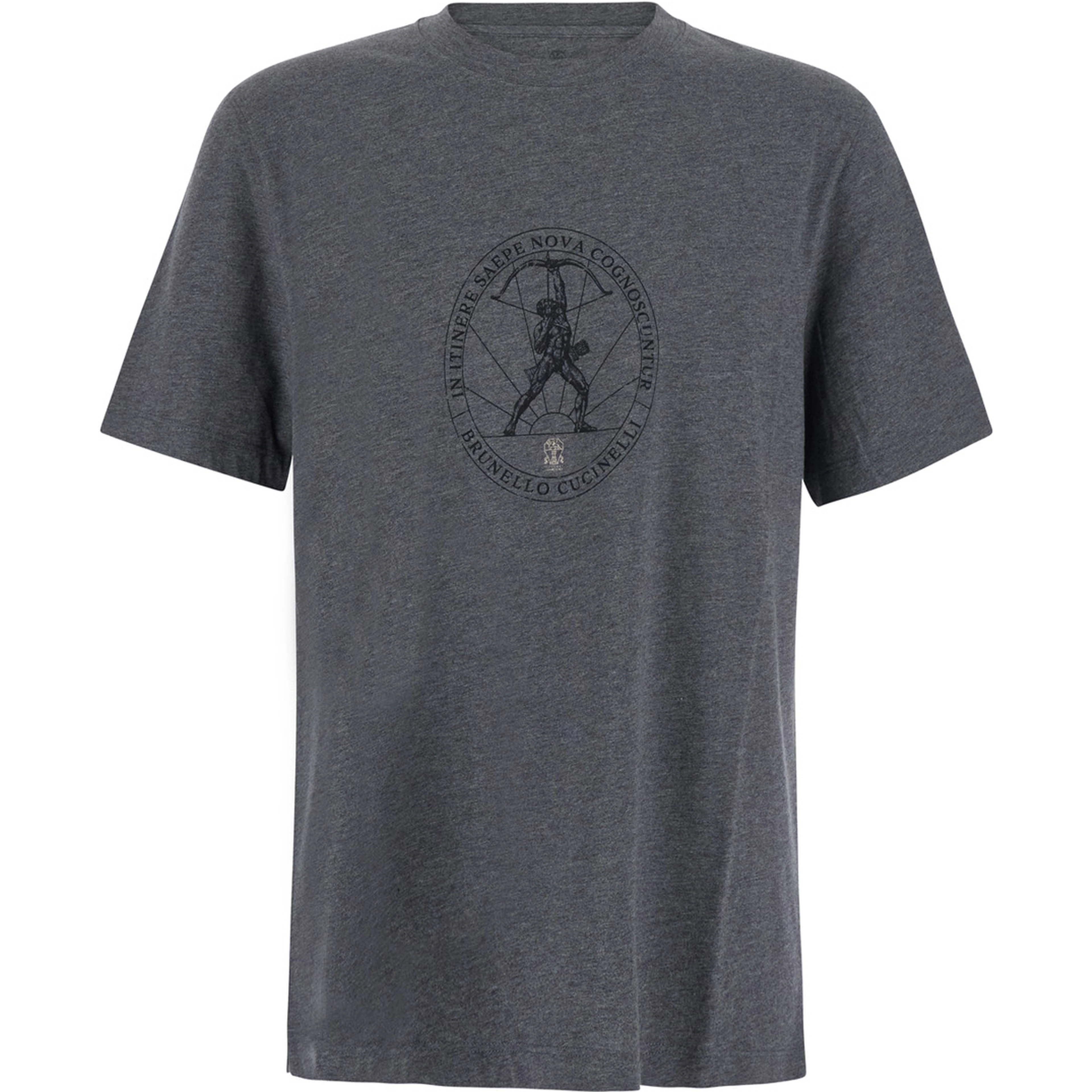 Grey T-shirt with printed logo on the front in cotton for men