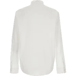 White cotton long sleeve shirt for men