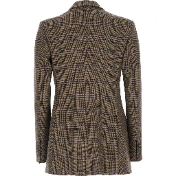 Brown double-breasted viscose and wool blazer for women