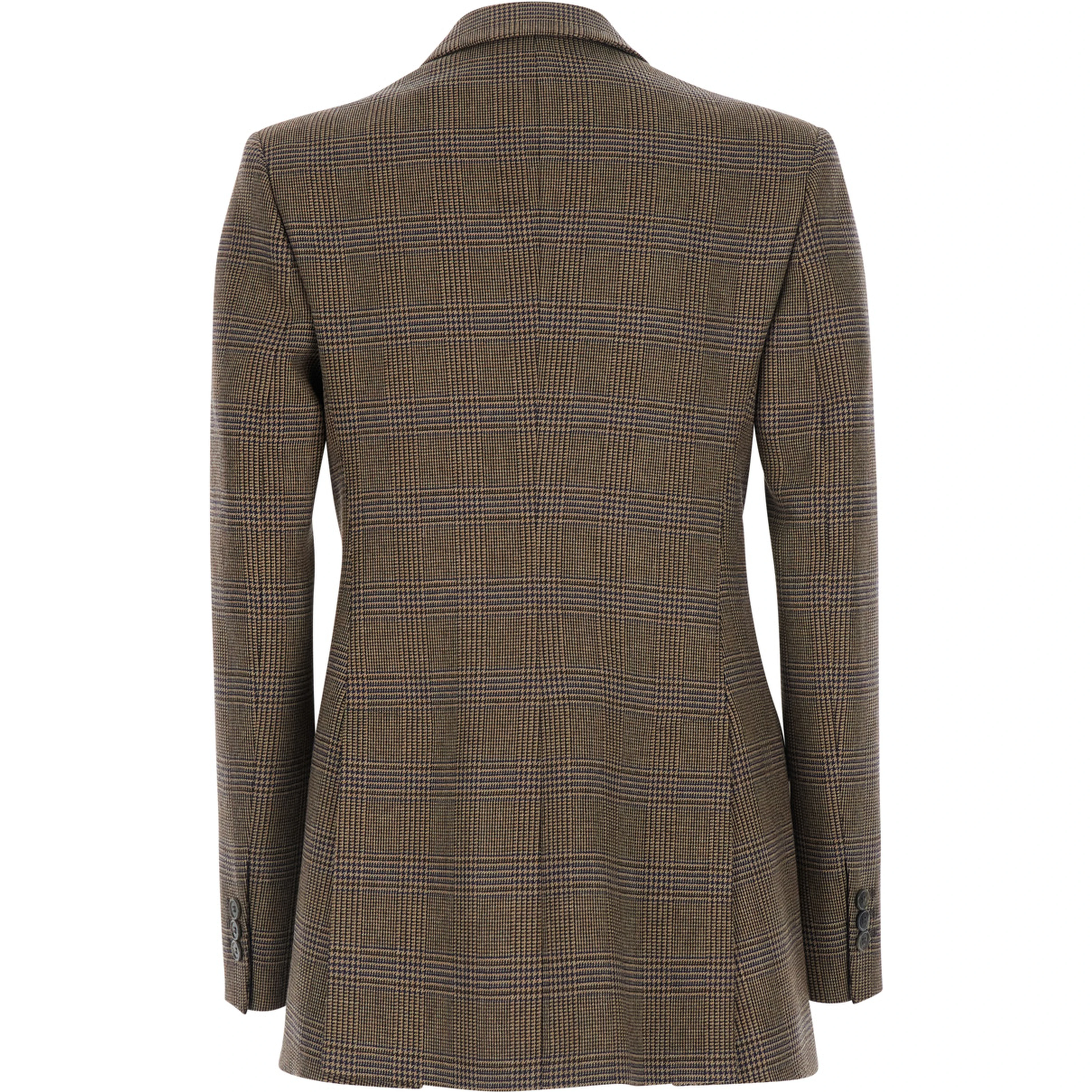 Brown double-breasted viscose and wool blazer for women