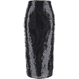 Brown Pencil Skirt with All-Over Sequins in Tech Fabric for Women