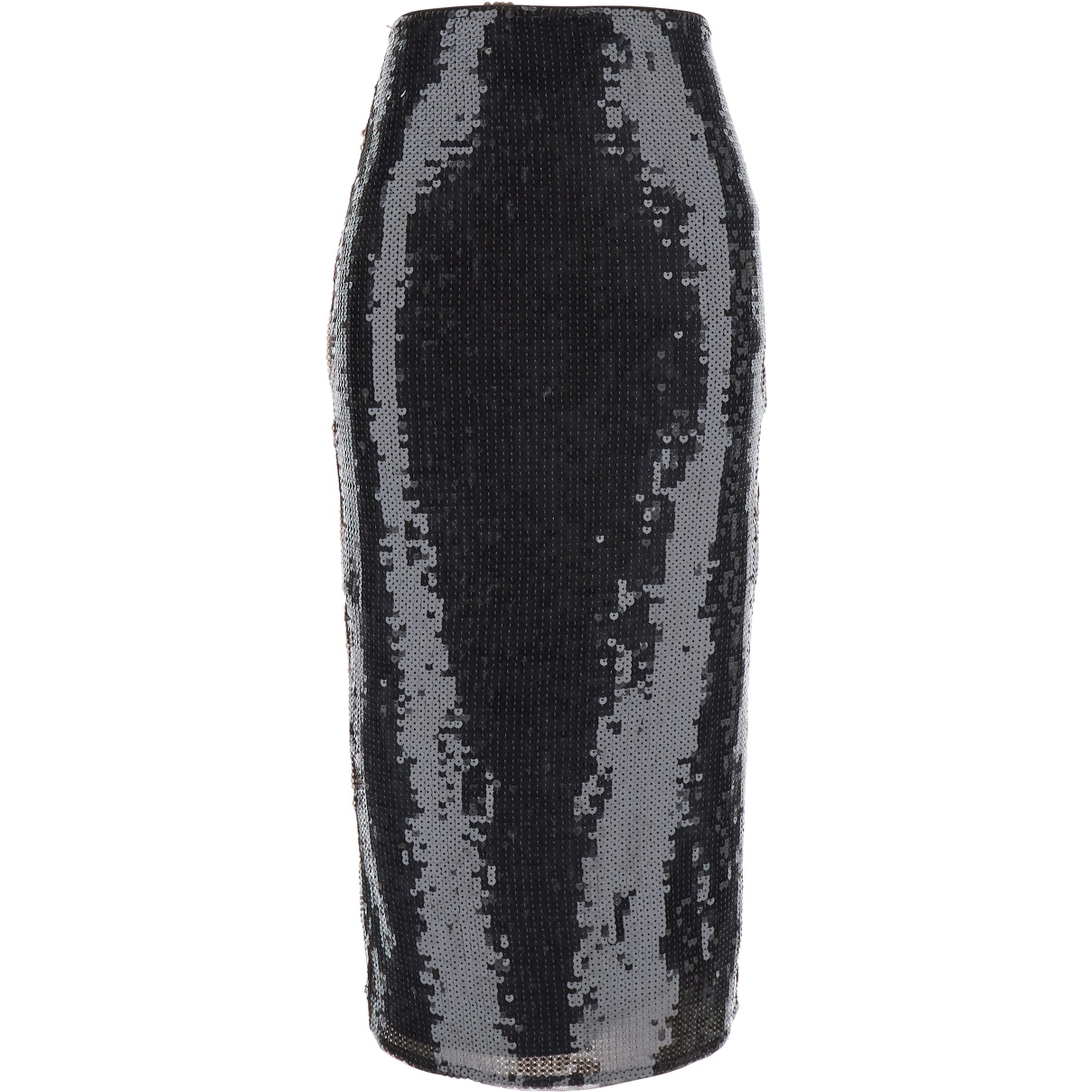 Brown Pencil Skirt with All-Over Sequins in Tech Fabric for Women