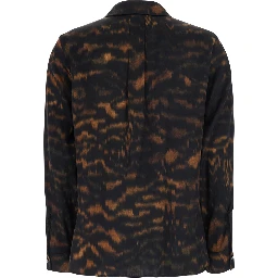 multicolor Shirt with classic collar and all-over fade print in silk for women