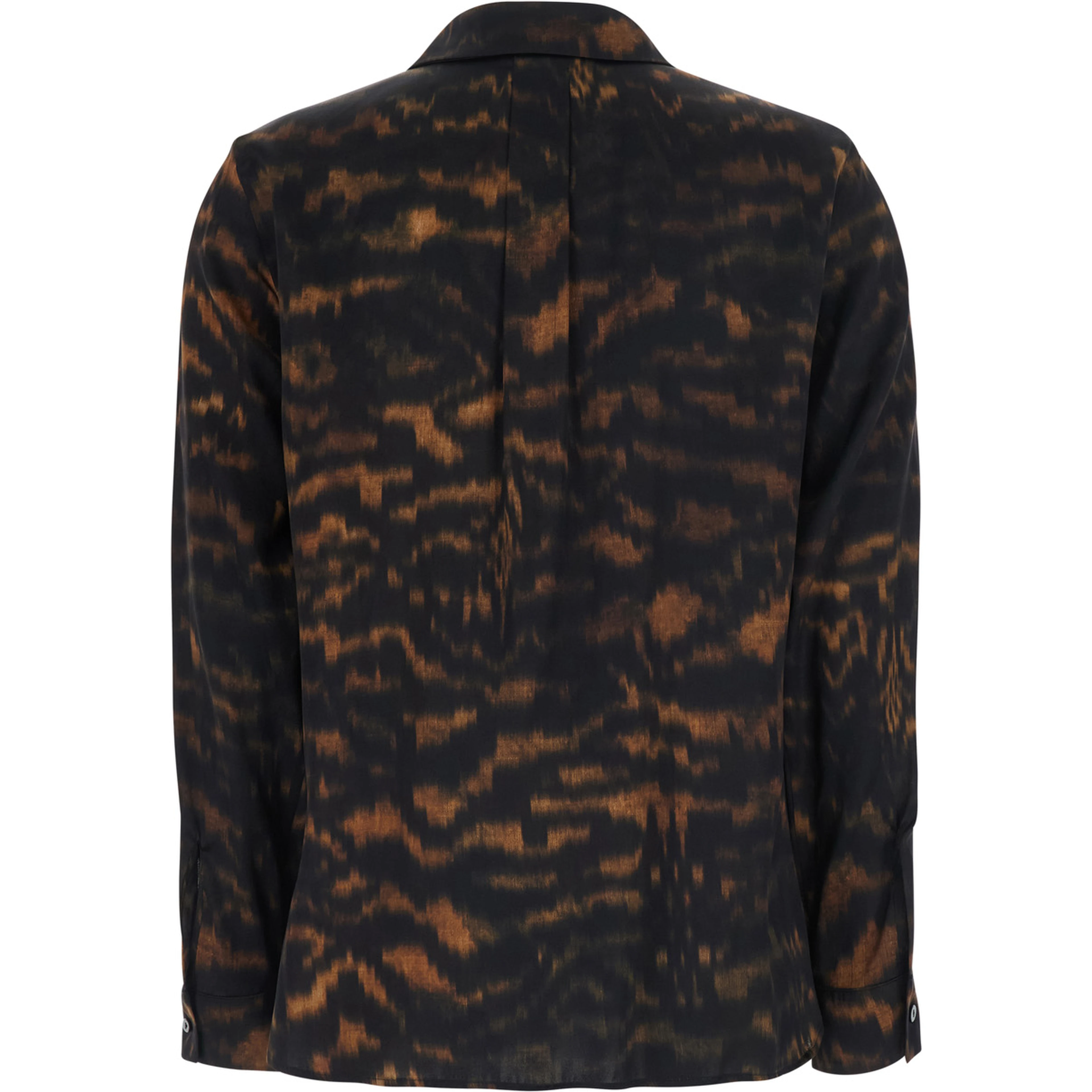 multicolor Shirt with classic collar and all-over fade print in silk for women