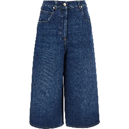 Blue Shorts with Monile on the back in denim for women