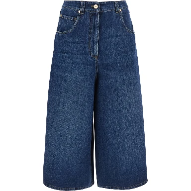 Blue Shorts with Monile on the back in denim for women