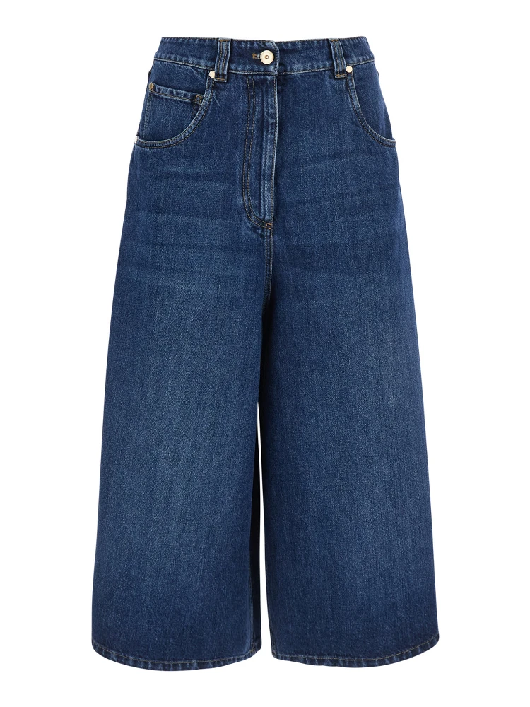 Blue Shorts with Monile on the back in denim for women