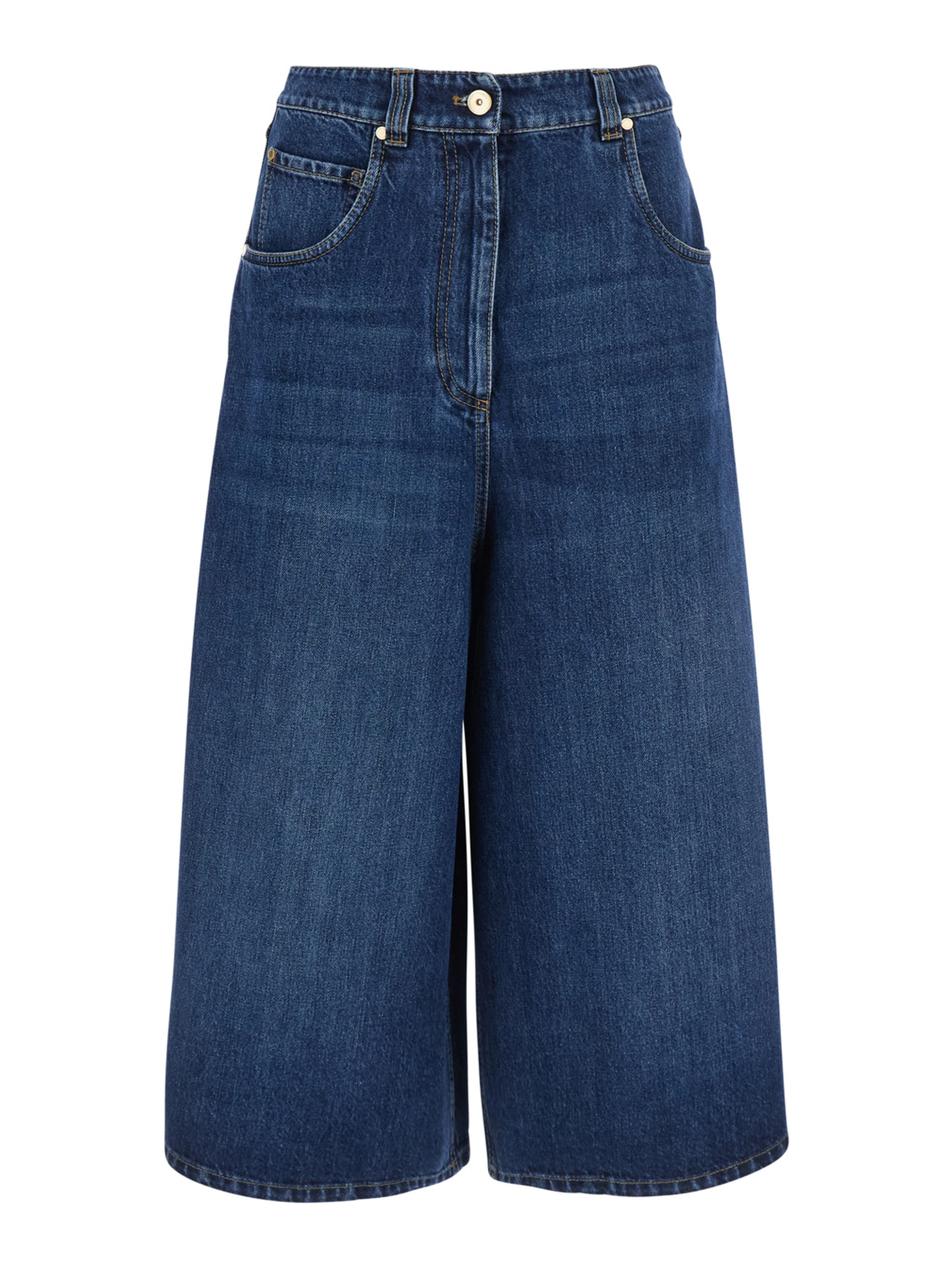 Blue Shorts with Monile on the back in denim for women