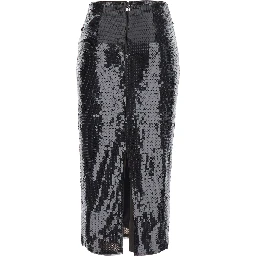 Brown Pencil Skirt with All-Over Sequins in Tech Fabric for Women