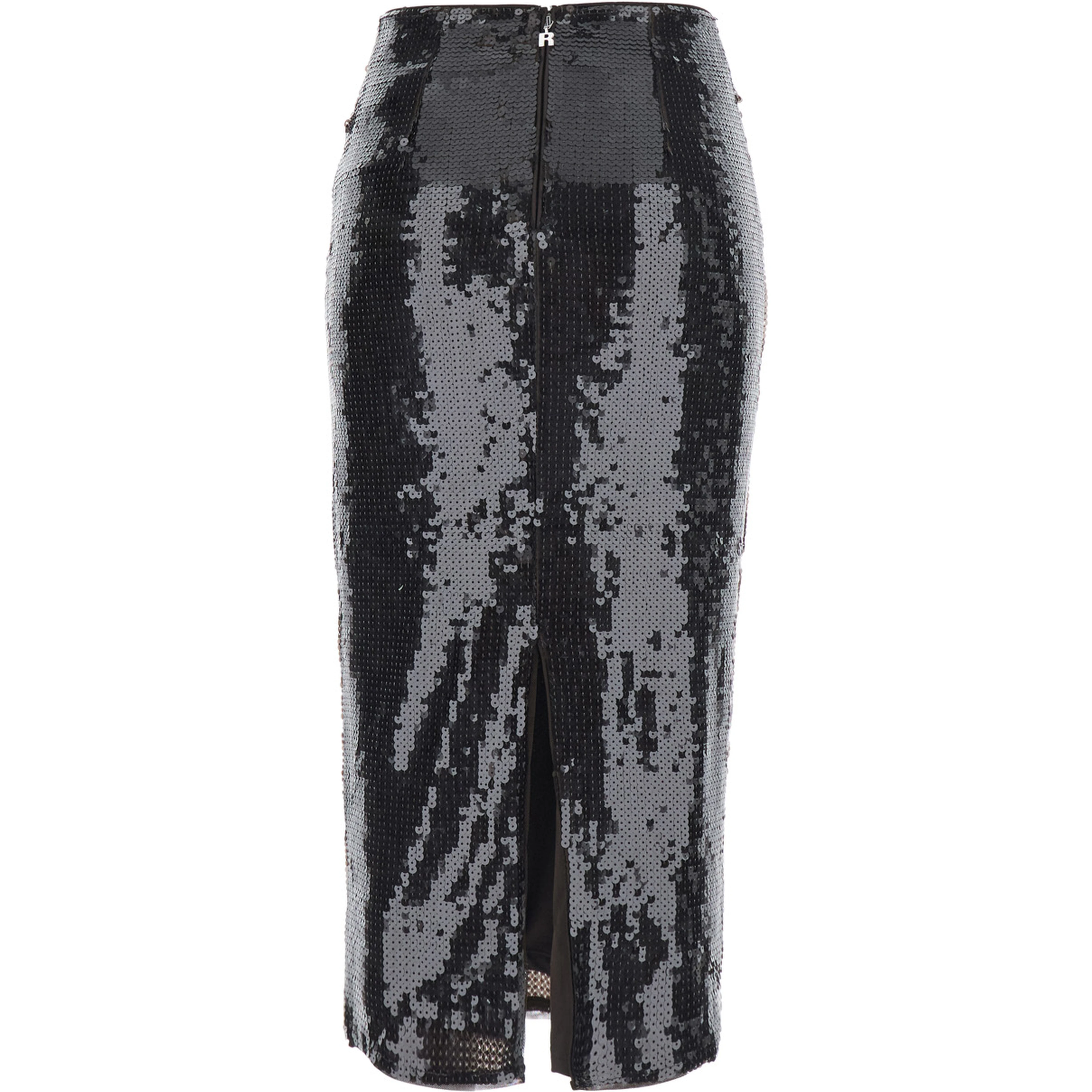 Brown Pencil Skirt with All-Over Sequins in Tech Fabric for Women