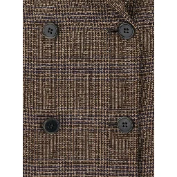 Brown double-breasted viscose and wool blazer for women