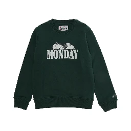 Snoopy Monday crewneck sweatshirt in cotton and Tech Fabric green for Boy