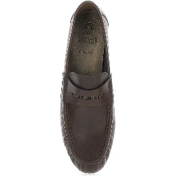 Brown Loafers with Monile detail and gathered leather toe in leather for women