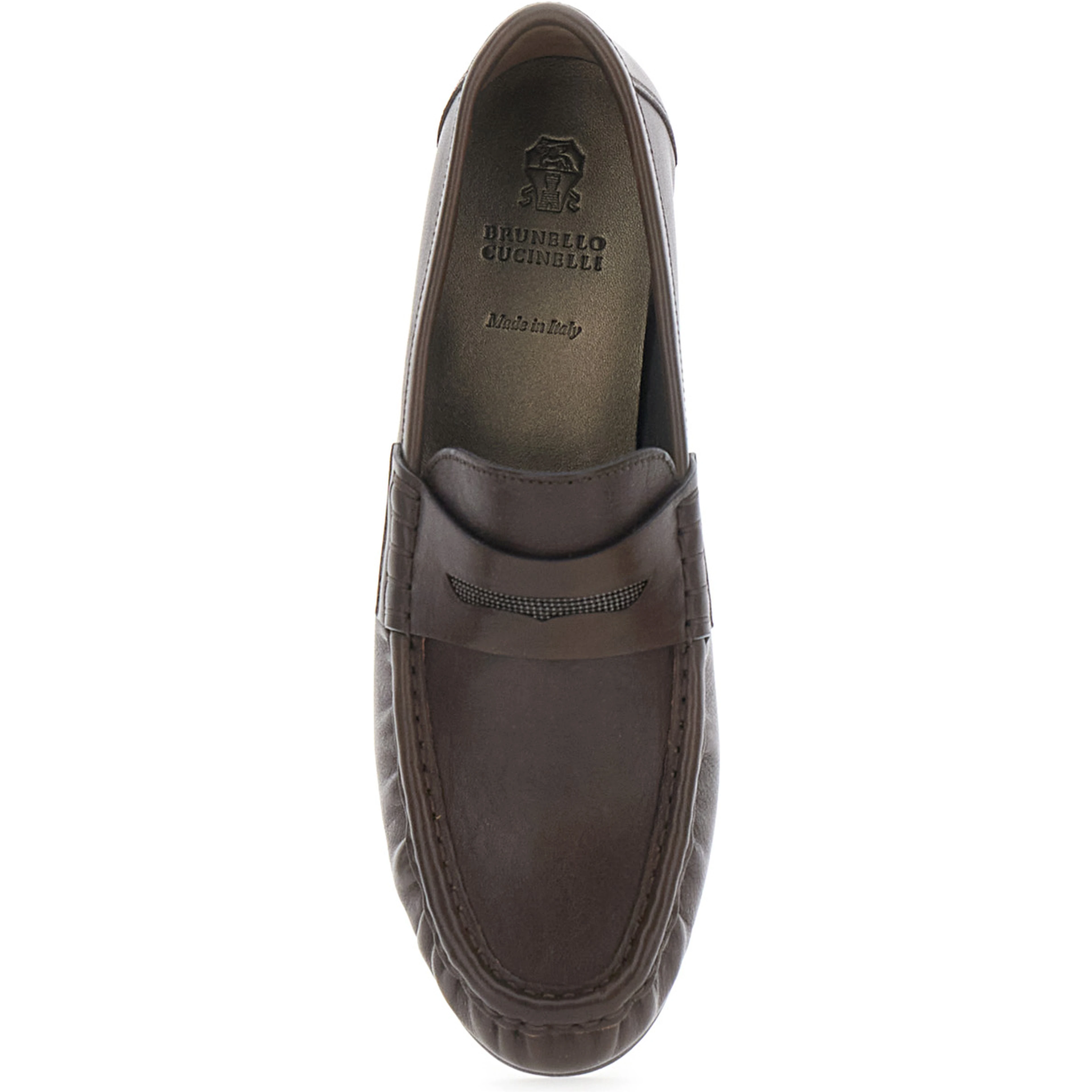 Brown Loafers with Monile detail and gathered leather toe in leather for women