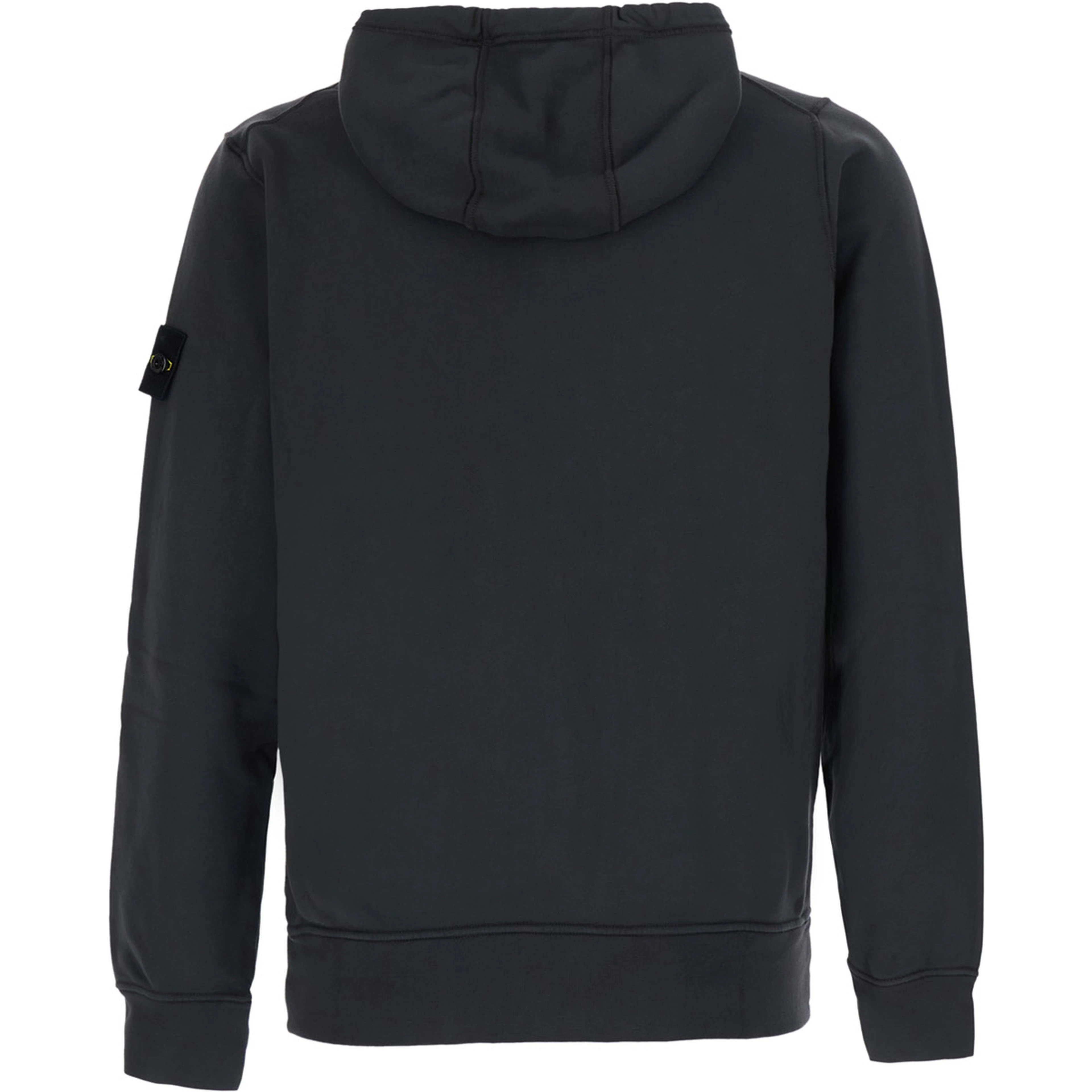 Grey Hooded sweatshirt with fixed hood and logo patch on the sleeve in cotton for men