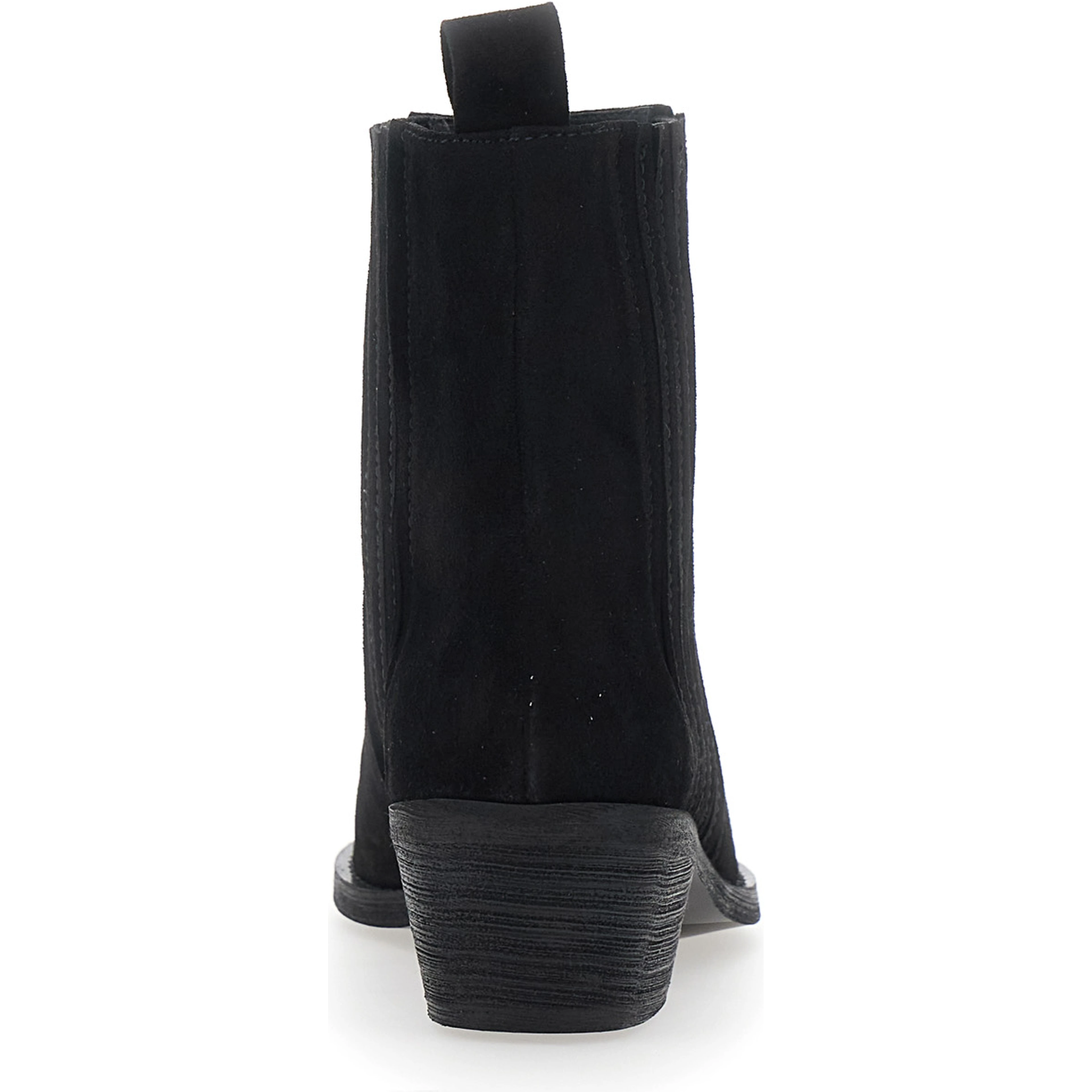 Black Ankle Boots with Low Block Heel in Suede for Women