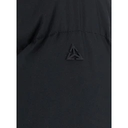 black Down jacket with fixed hood and long sleeves in Tech Fabric for men