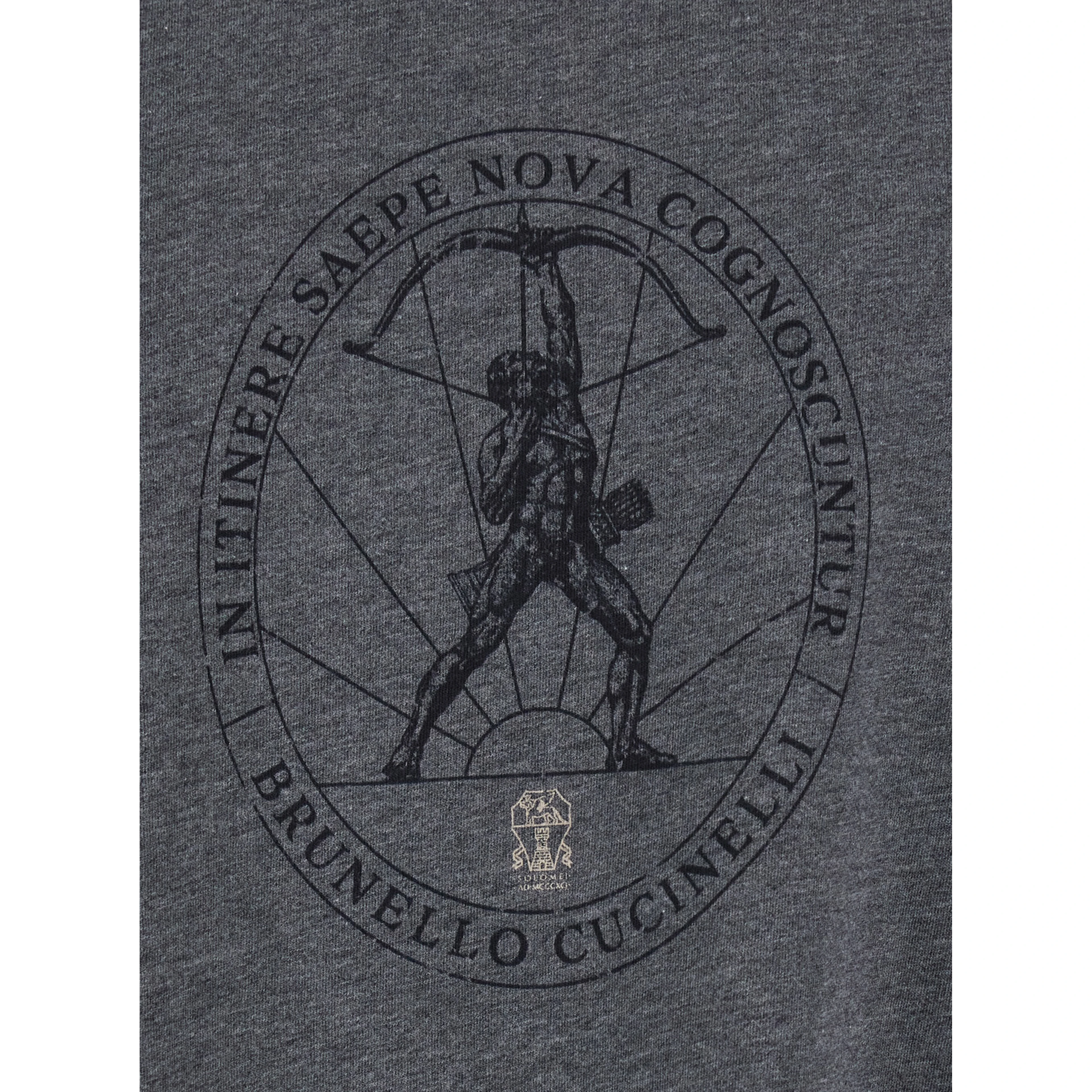 Grey T-shirt with printed logo on the front in cotton for men