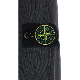 Grey Hooded sweatshirt with fixed hood and logo patch on the sleeve in cotton for men