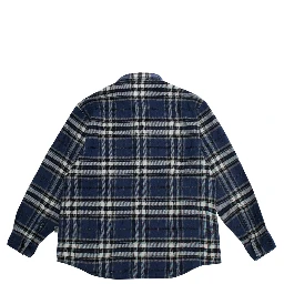 Blue Shirt with classic collar and all-over check motif in cotton boy