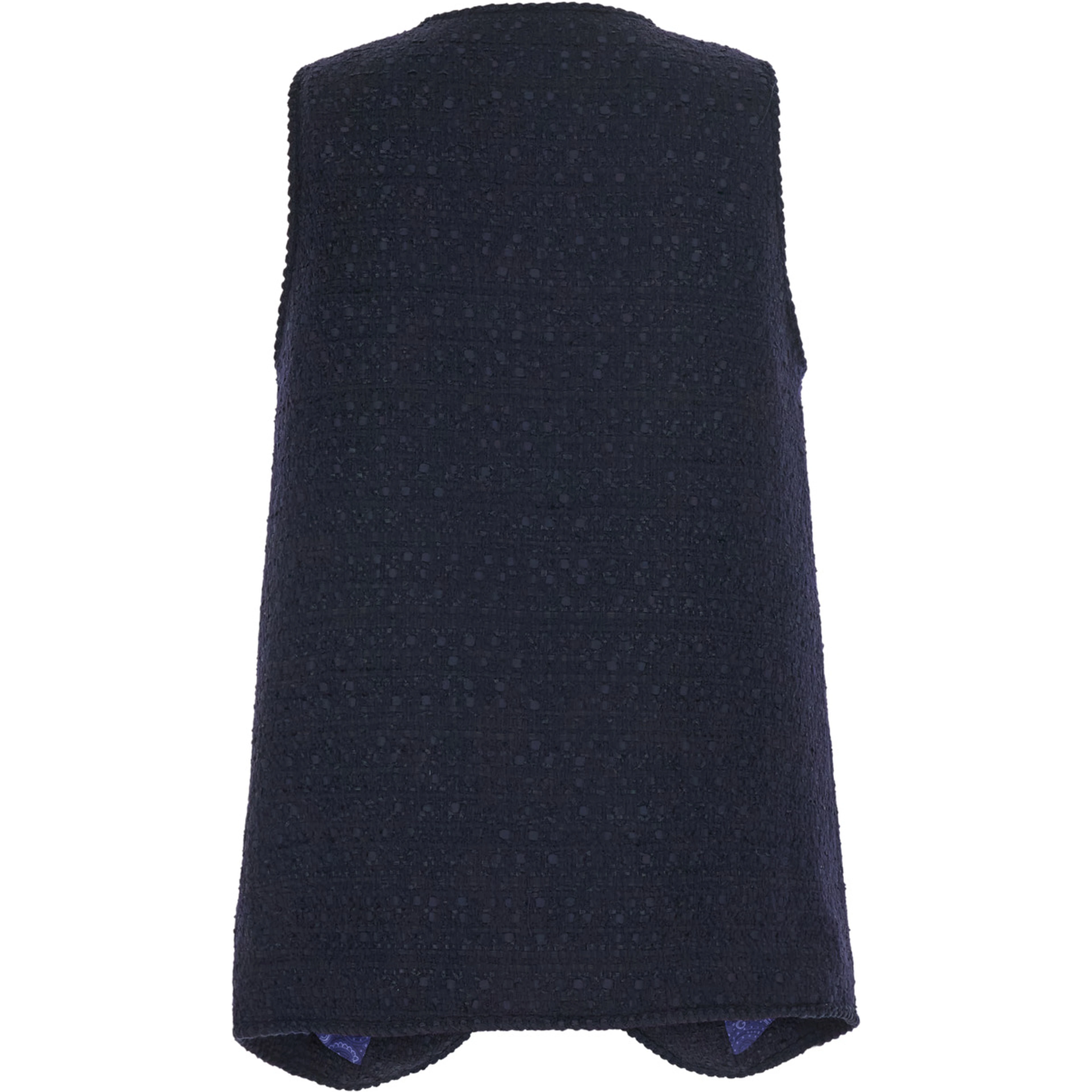 Blue Sleeveless Round Neck Jacket with A-Line Design in Blend Wool Women