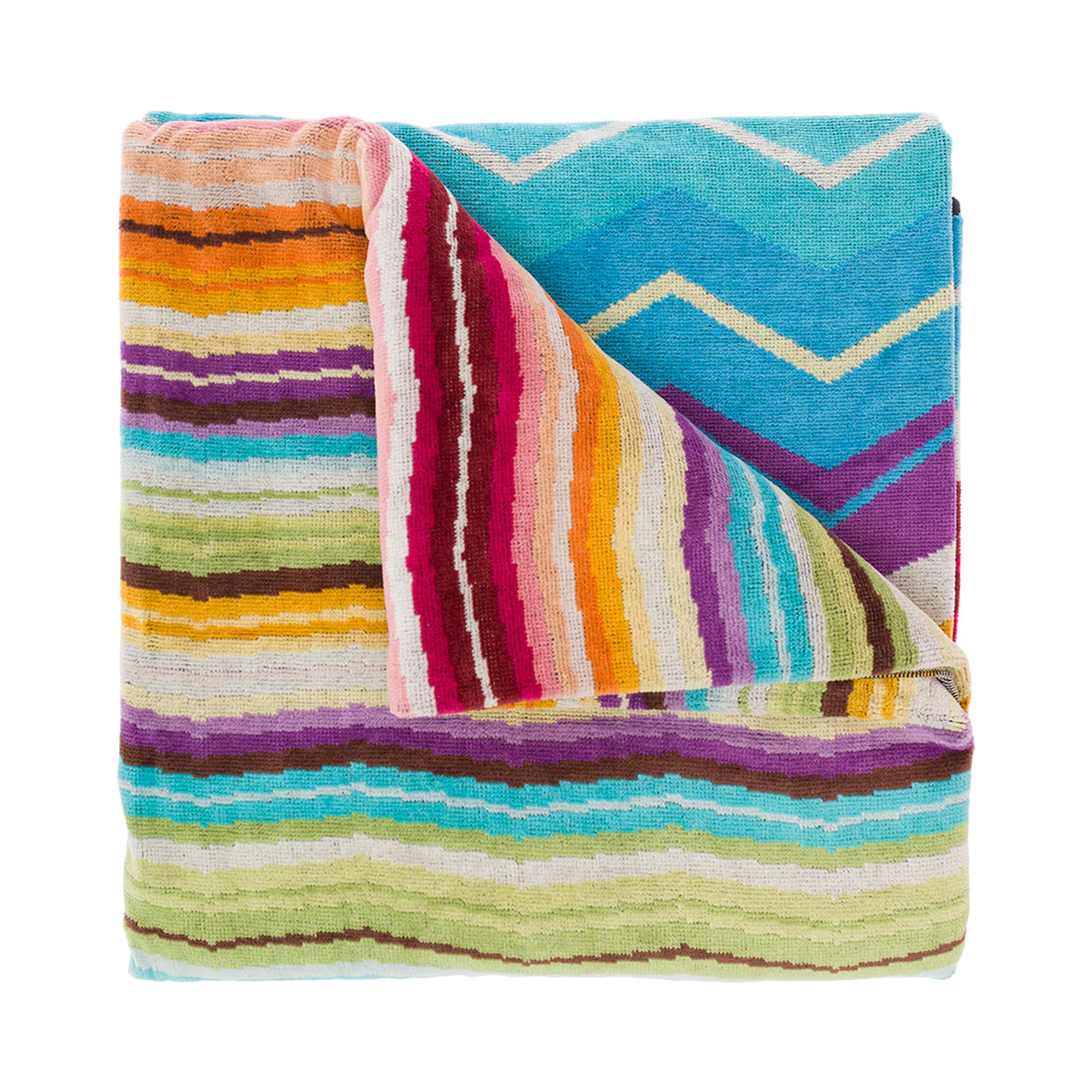 Hugo Beach Towel with multicolor striped cotton unisex print