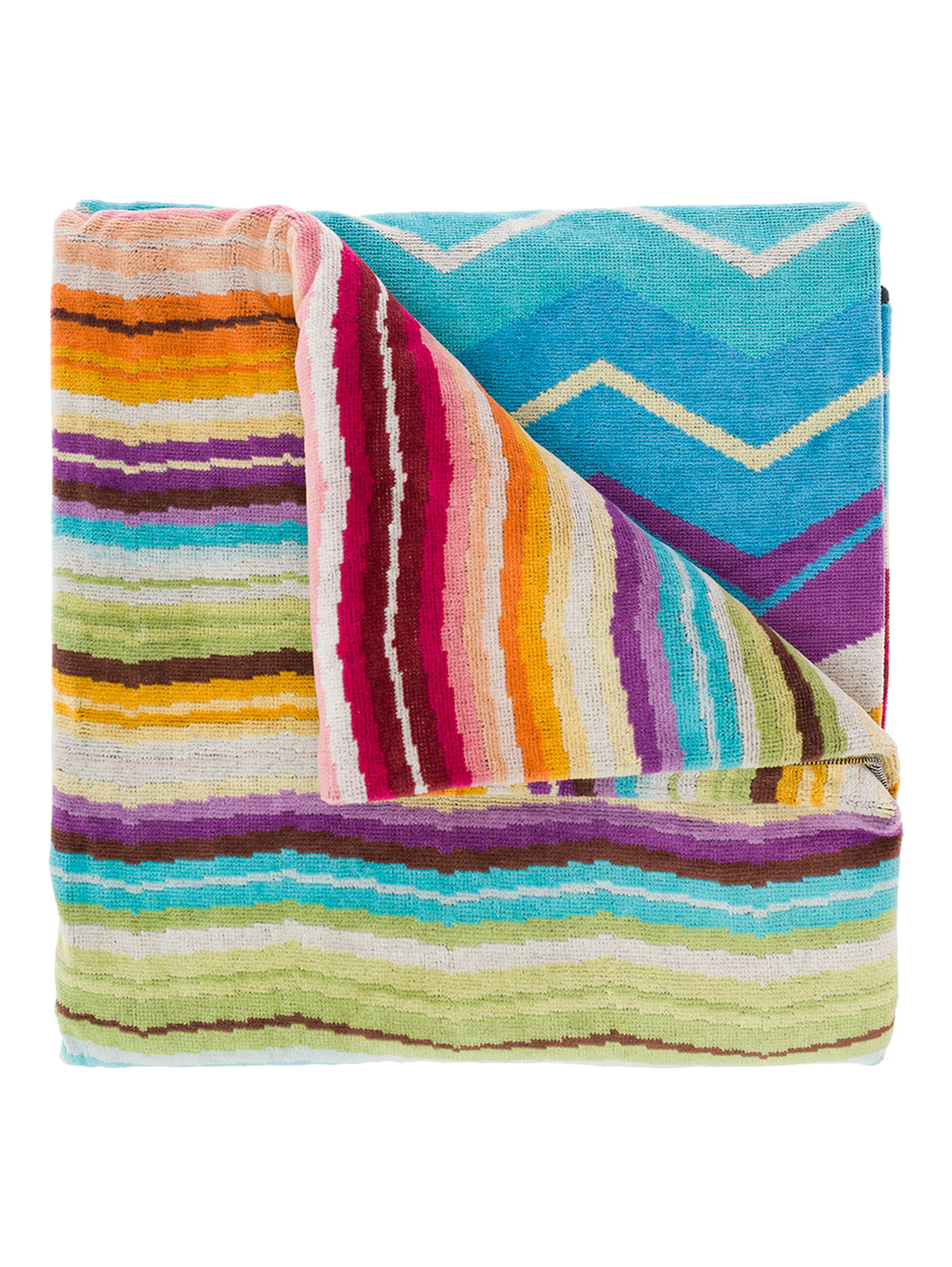 Hugo Beach Towel with multicolor striped cotton unisex print