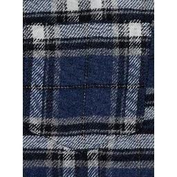 Blue Shirt with classic collar and all-over check motif in cotton boy