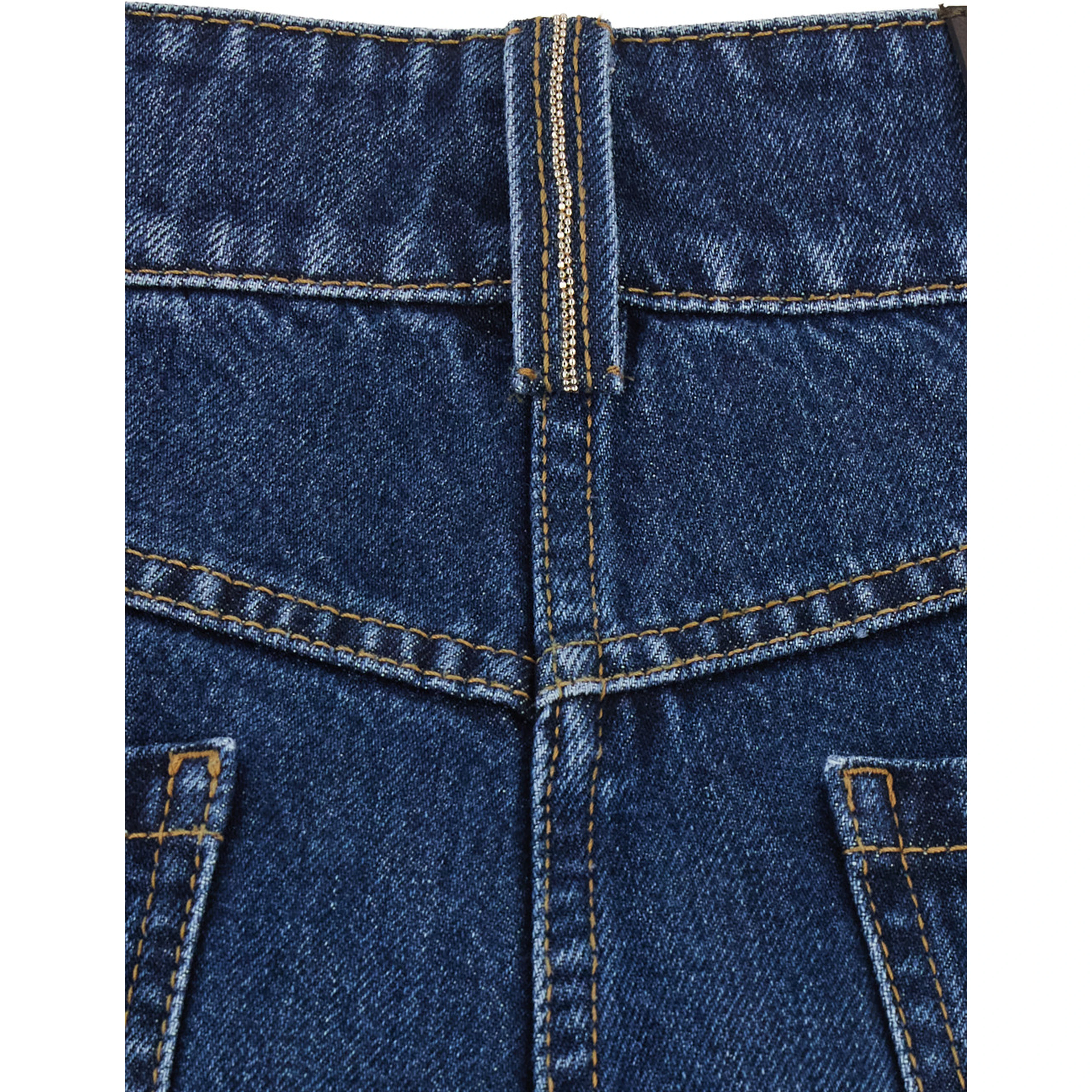 Blue Shorts with Monile on the back in denim for women