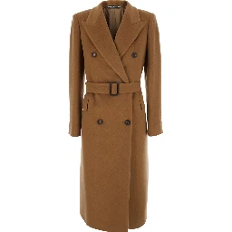 Beige fabric coat for women