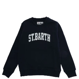 Crewneck sweatshirt with long sleeves in cotton and Tech Fabric black for Boy