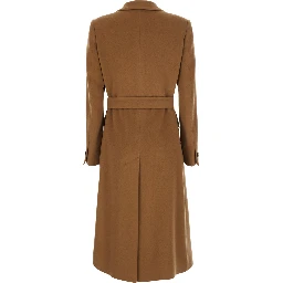 Beige fabric coat for women