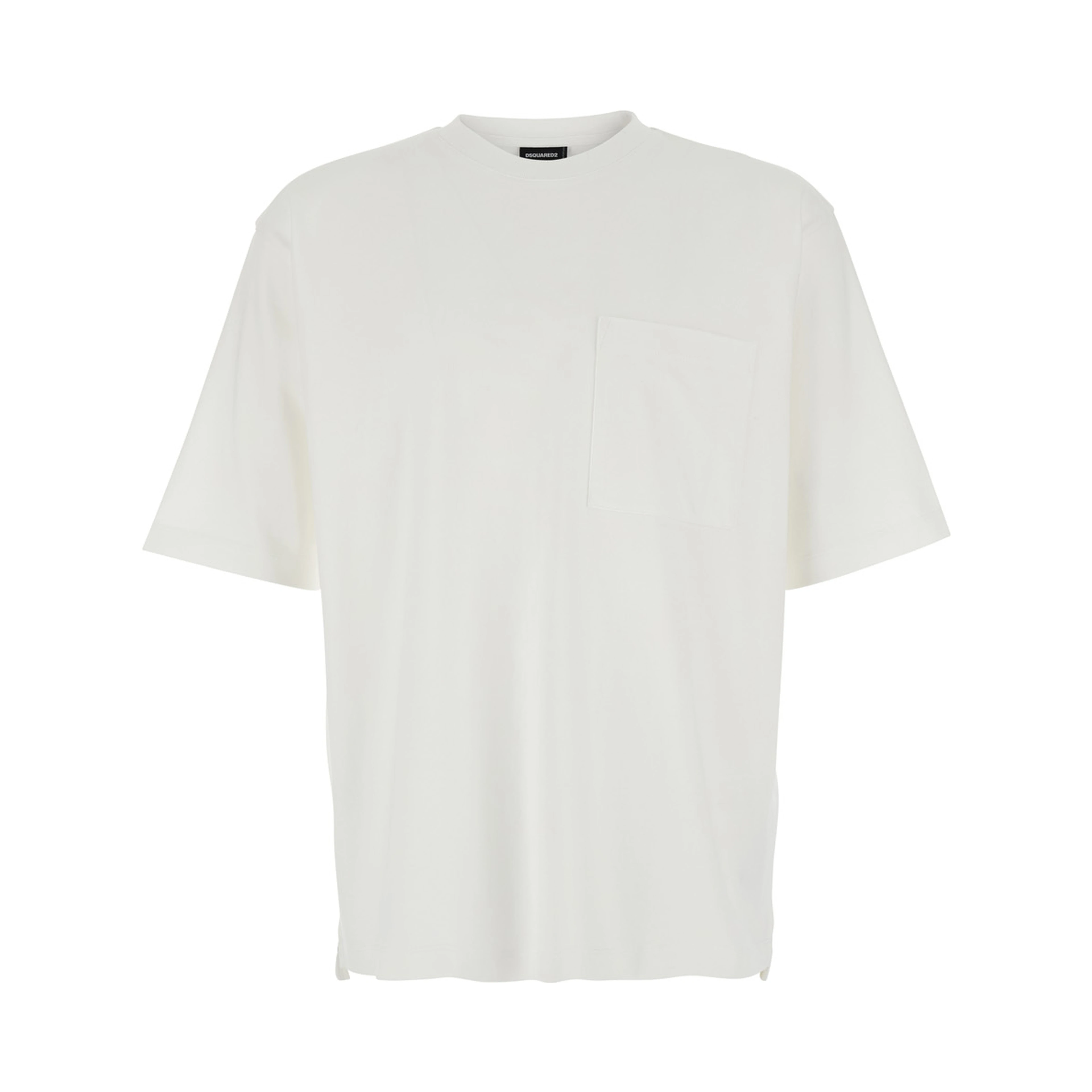 White Crew Neck T-Shirt with Maxi Logo Lettering on the Back in Cotton for Men